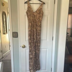 Fashion Nova Gold Sequin Jumpsuit